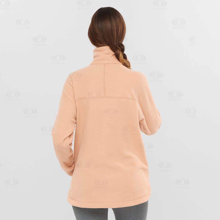 Pink Salomon ESSENTIAL COSY FLEECE Women's Hoodie | US-M1174