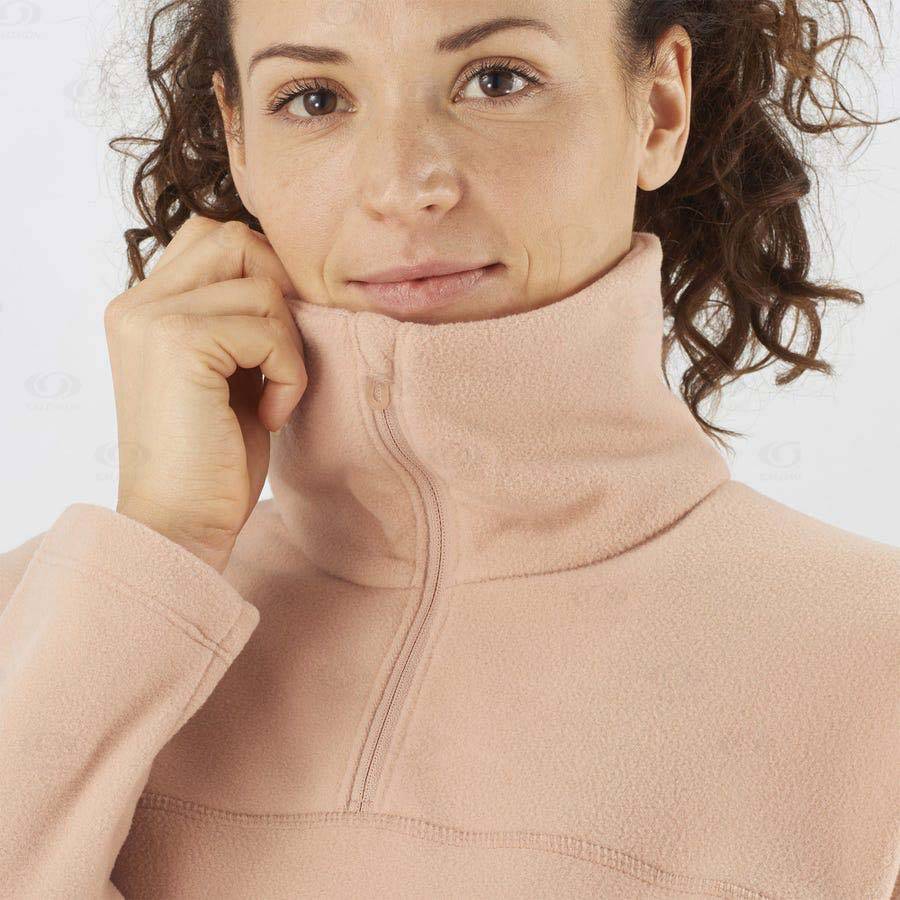 Pink Salomon ESSENTIAL COSY FLEECE Women's Hoodie | US-M1174