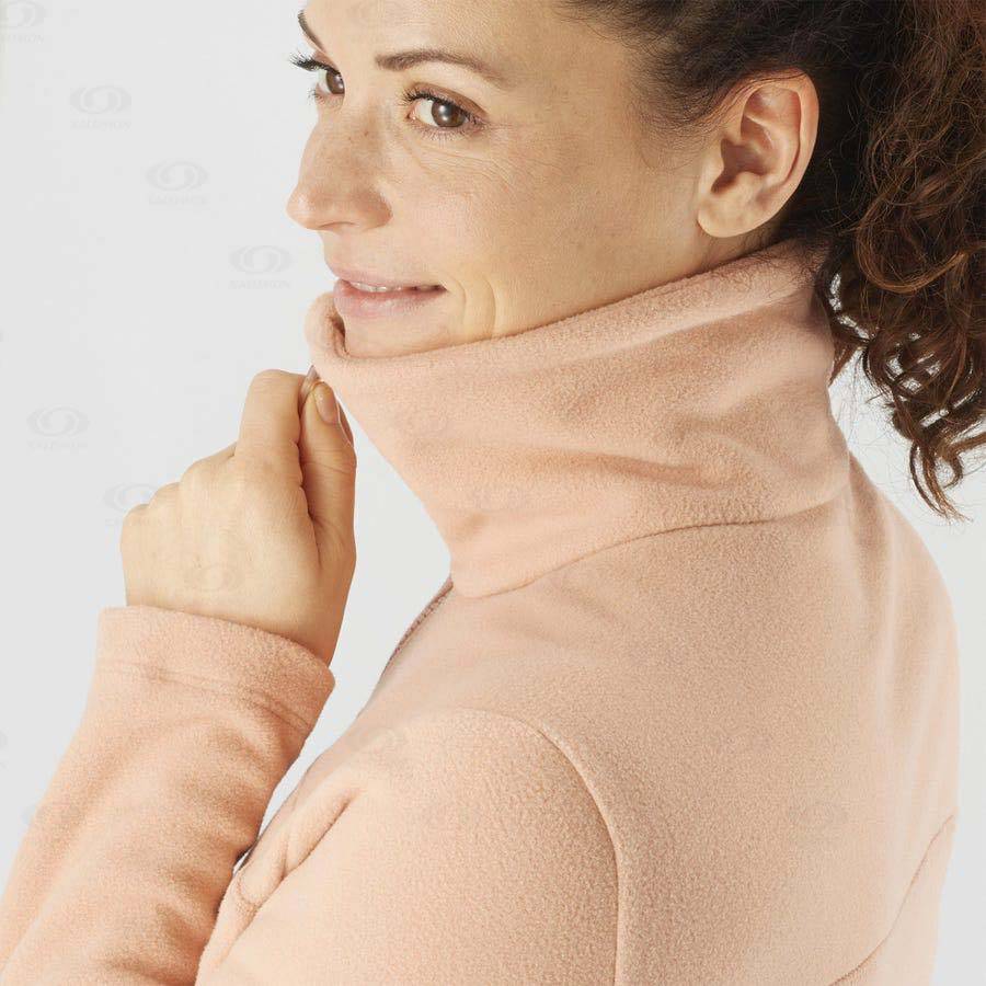 Pink Salomon ESSENTIAL COSY FLEECE Women's Hoodie | US-O2503