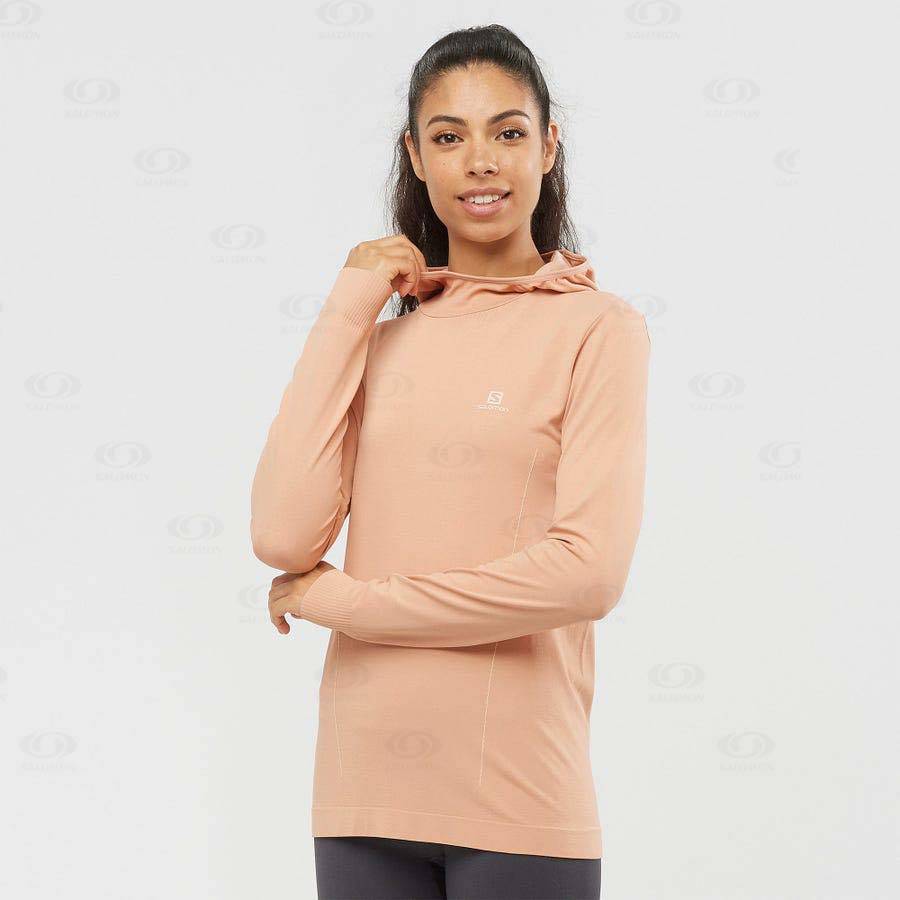 Pink Salomon ESSENTIAL SEAMLESS Women's Hoodie | US-A1591