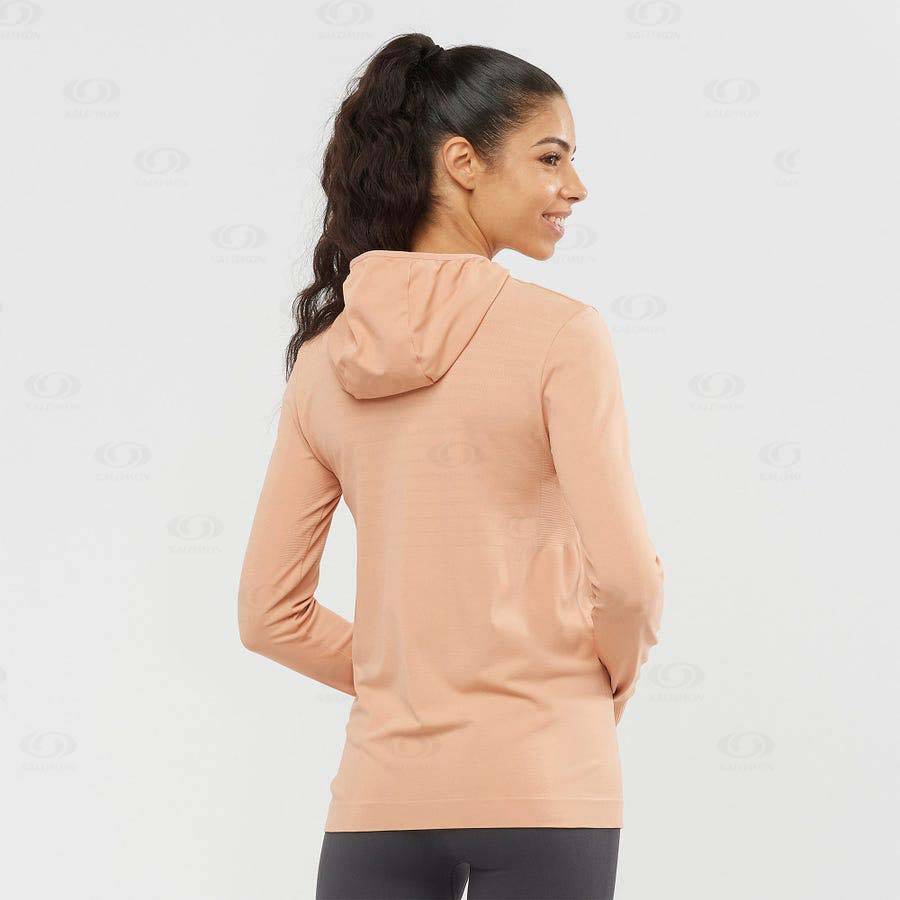 Pink Salomon ESSENTIAL SEAMLESS Women's Hoodie | US-A1591