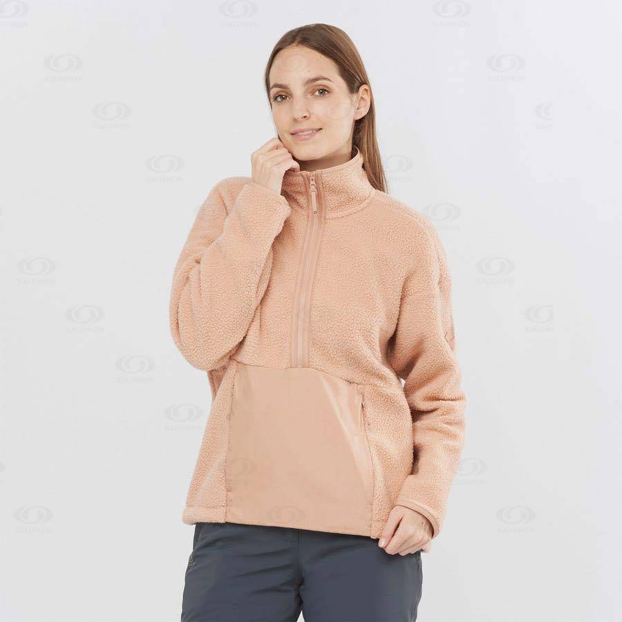 Pink Salomon SNOWSHELTER TEDDY Women's Hoodie | US-N1862