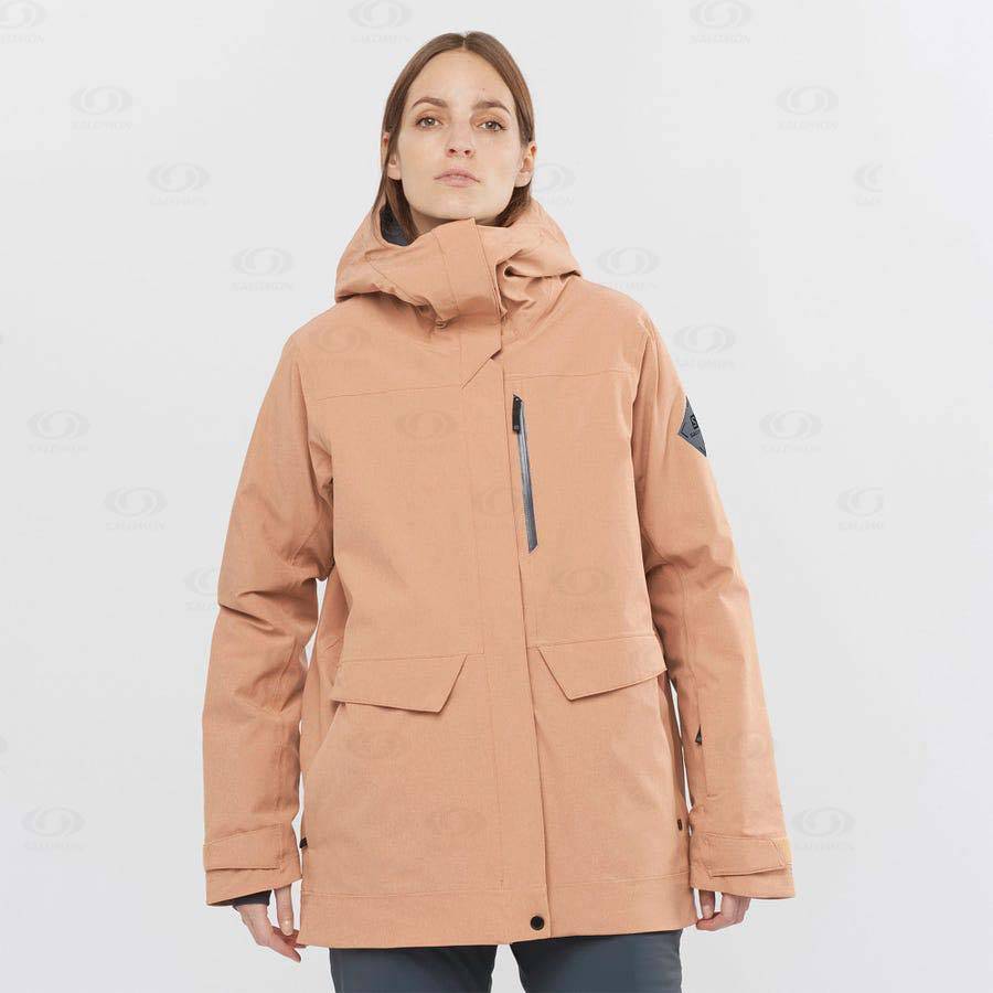 Pink Salomon STANCE CARGO Women's Ski Jackets | US-L2075