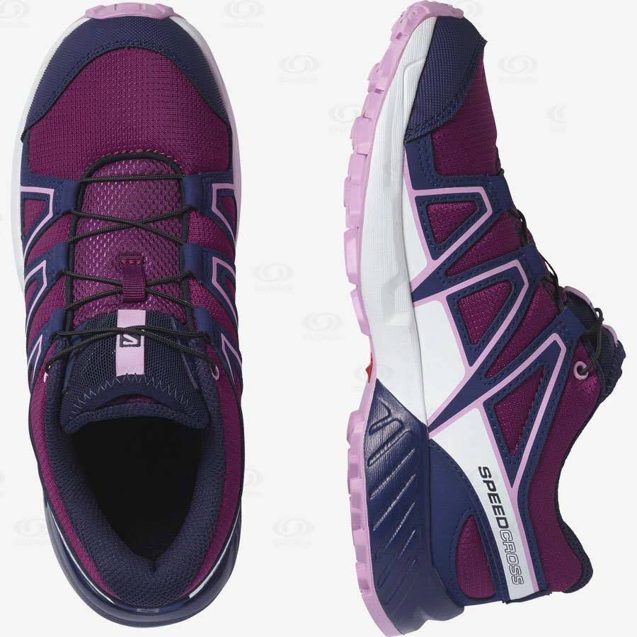 Purple / Blue Salomon SPEEDCROSS kids Trail Running Shoes | US-O2295