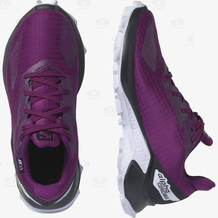 Purple Salomon ALPHACROSS BLAST CLIMASALOMON™ WATERPROOF kids Trail Running Shoes | US-O1105