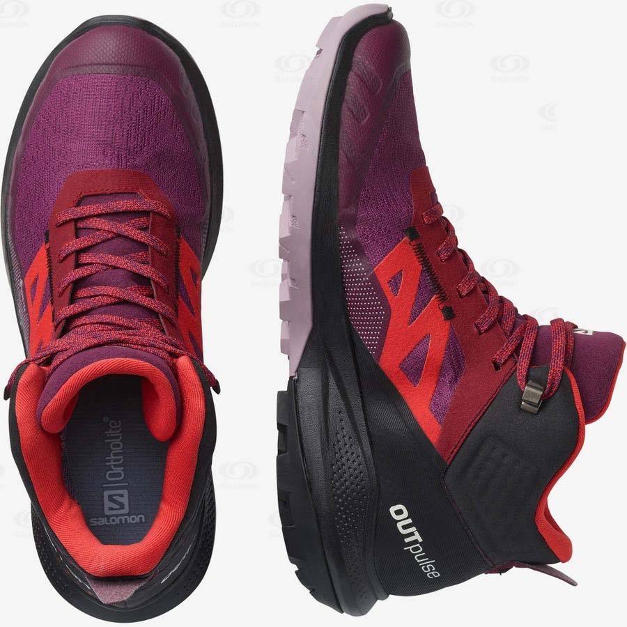 Purple Salomon OUTPULSE MID GORE-TEX Women's Hiking Shoes | US-O1357