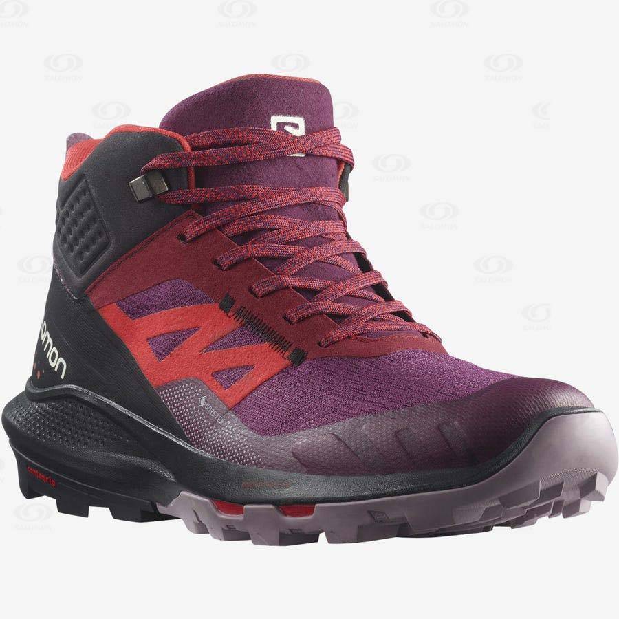 Purple Salomon OUTPULSE MID GORE-TEX Women's Hiking Shoes | US-O1357