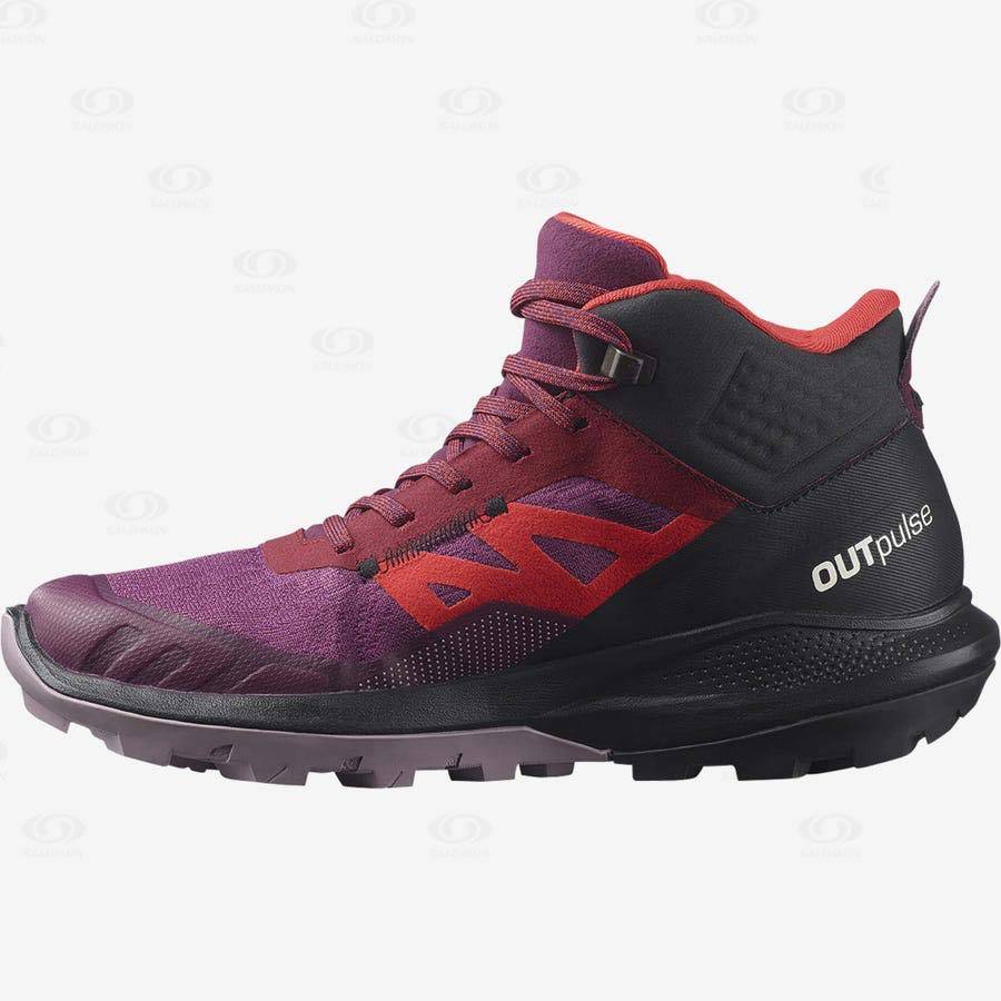 Purple Salomon OUTPULSE MID GORE-TEX Women's Hiking Shoes | US-O1357