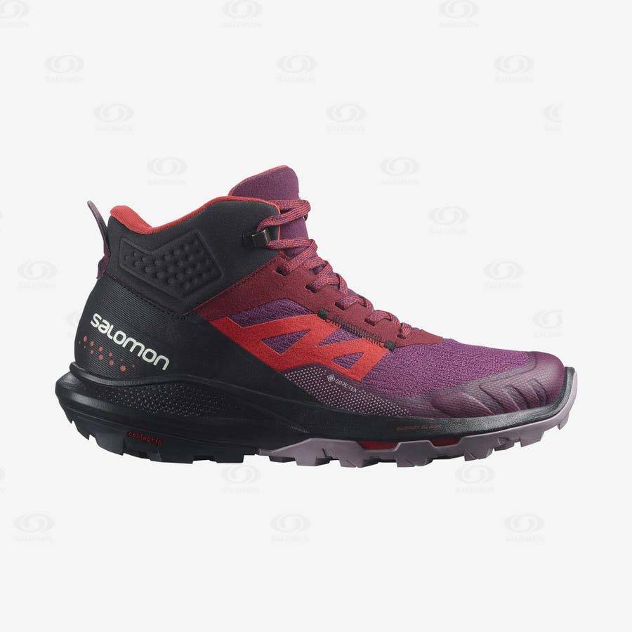 Purple Salomon OUTPULSE MID GORE-TEX Women\'s Hiking Shoes | US-O1357