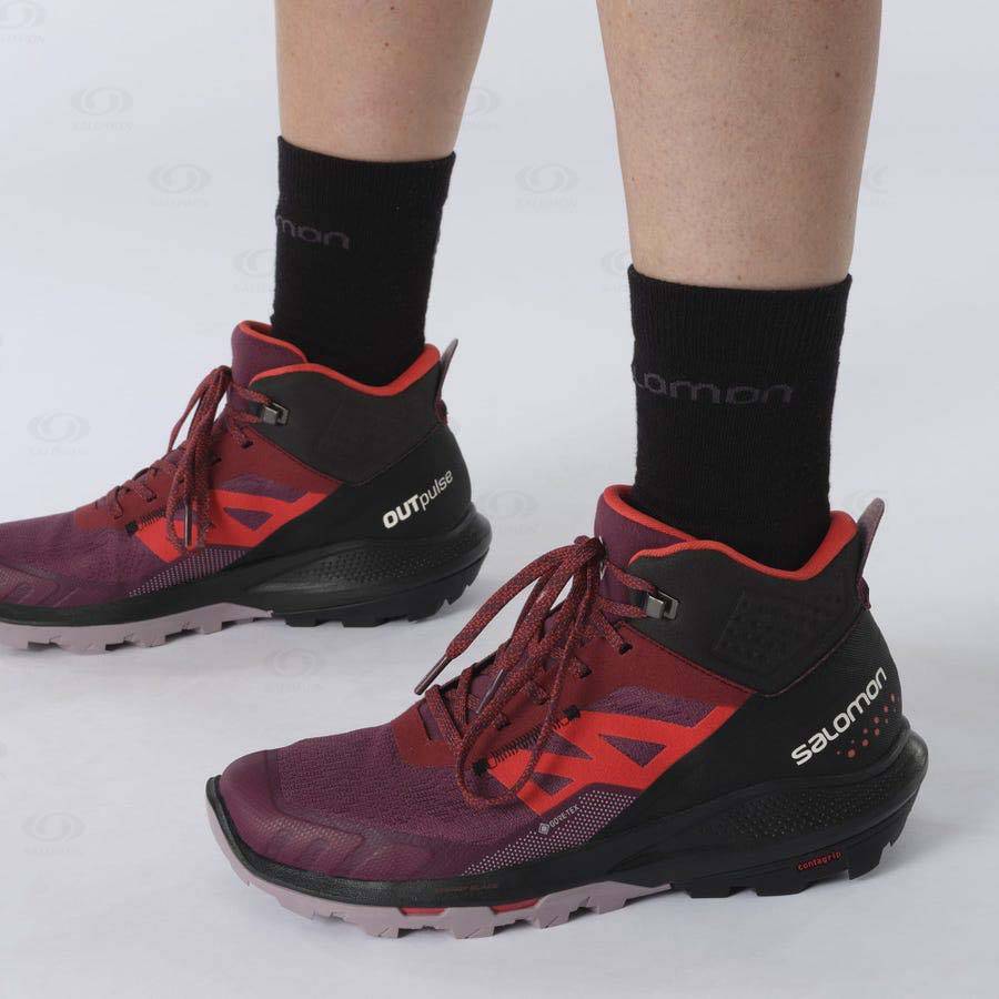 Purple Salomon OUTPULSE MID GORE-TEX Women's Waterproof Shoes | US-O1630