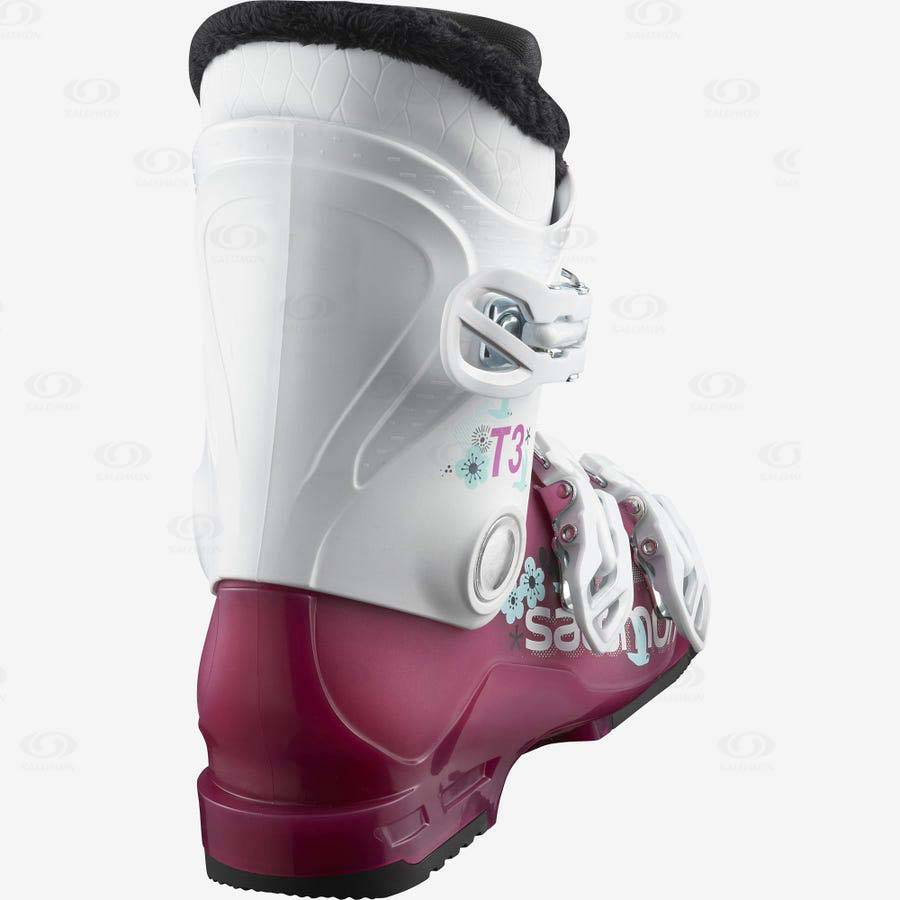 Purple / White Salomon T3 RT GIRLY kids Ski Boots | US-O2244