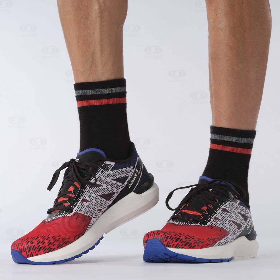 Red / Blue Salomon SONIC 5 BALANCE Men's Running Shoes | US-N2457