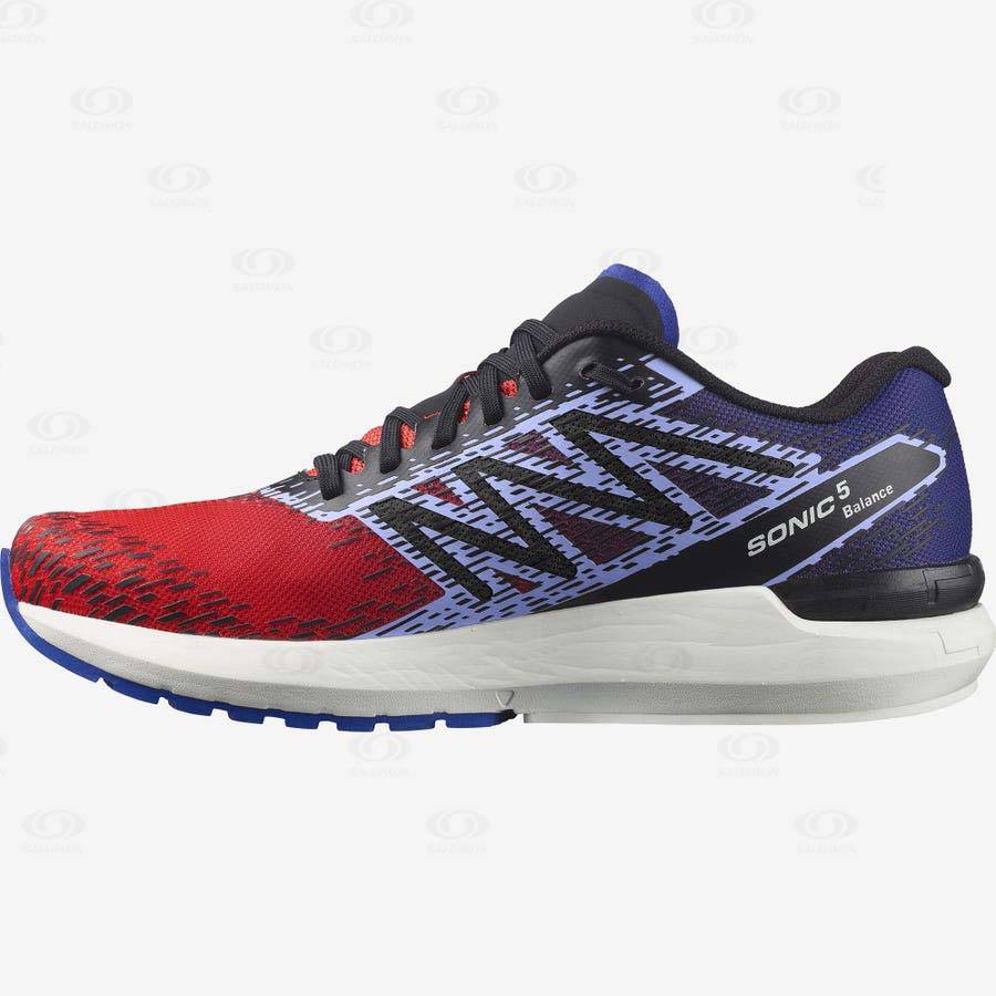 Red / Blue Salomon SONIC 5 BALANCE Men's Running Shoes | US-N2457