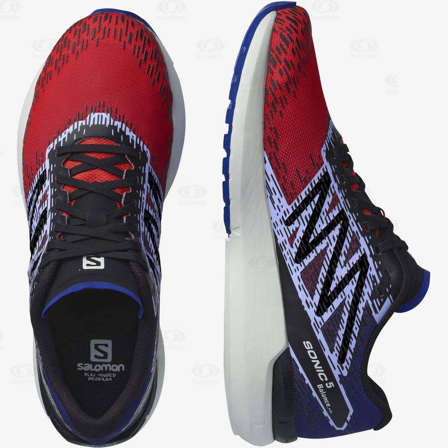 Red / Blue Salomon SONIC 5 BALANCE Men's Running Shoes | US-N2457