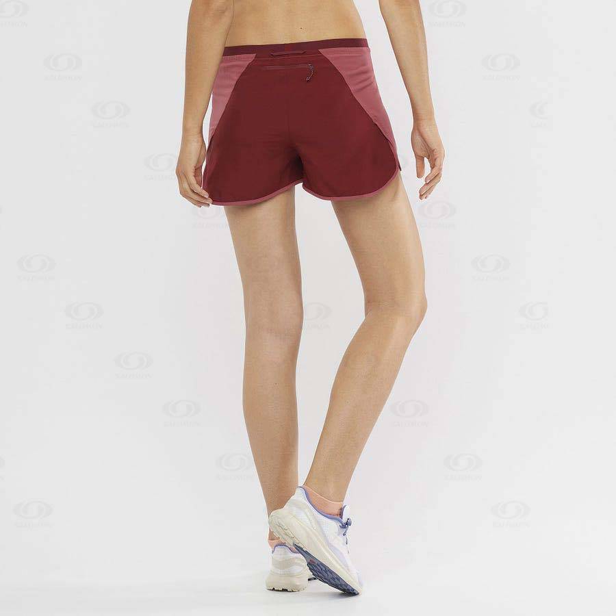 Red Salomon CROSS 3'' Women's Shorts | US-N2443