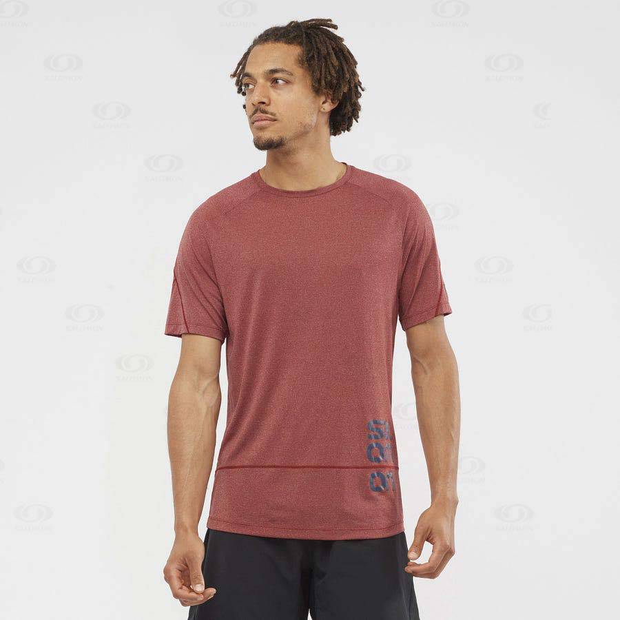 Red Salomon CROSS RUN GRAPHIC Men's T Shirts | US-N2240