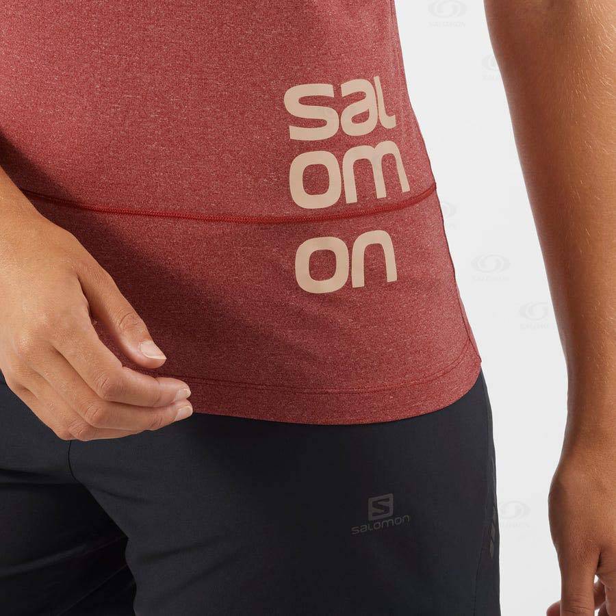 Red Salomon CROSS RUN GRAPHIC Women's T Shirts | US-O1089