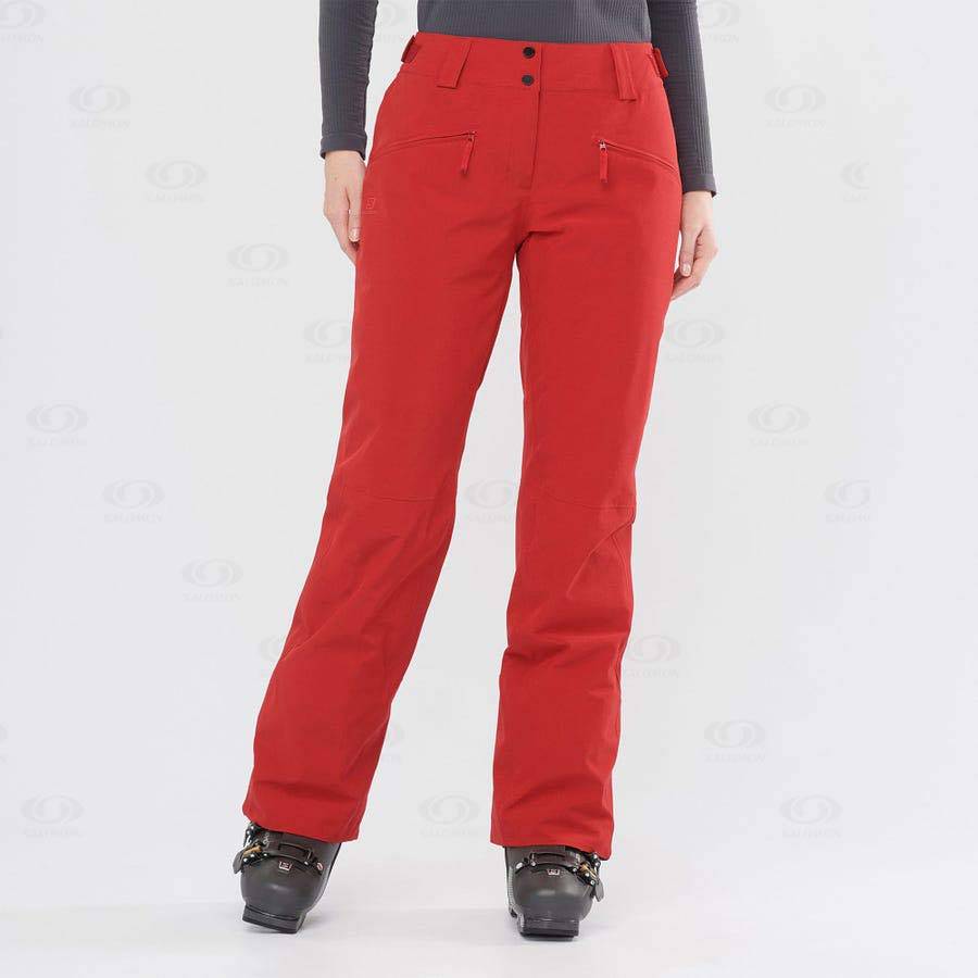 Red Salomon EDGE Women's Ski Pants | US-O1705