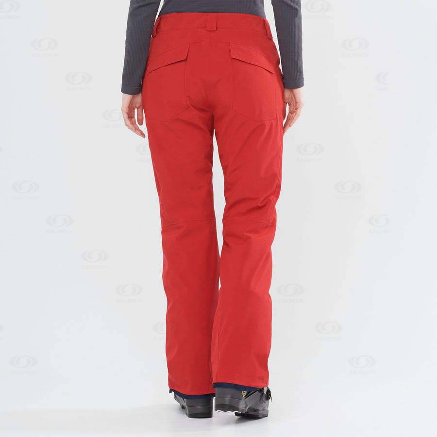 Red Salomon EDGE Women's Ski Pants | US-O1705