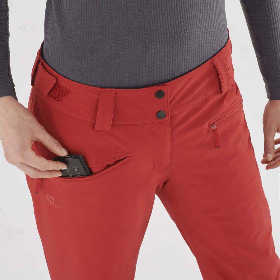 Red Salomon EDGE Women's Ski Pants | US-O1705