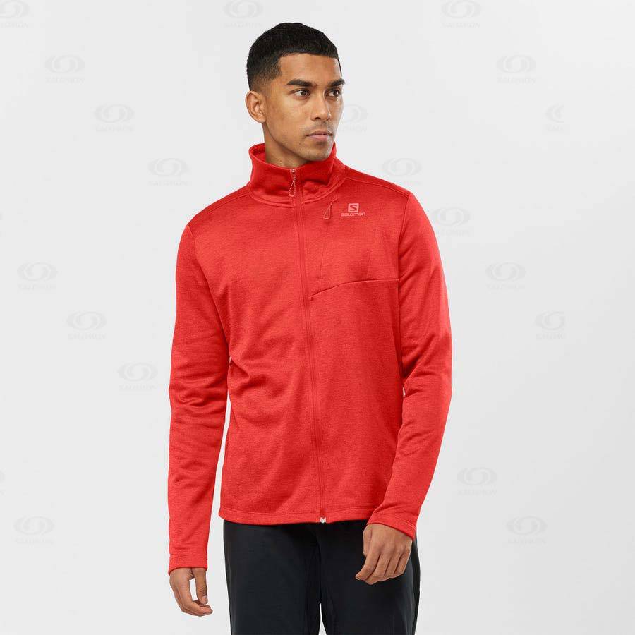 Red Salomon ESSENTIAL LIGHTWARM HEATHER Men's Hoodie | US-A1276