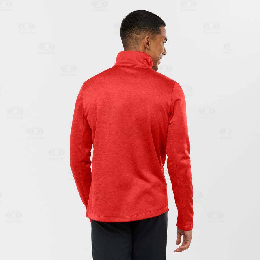 Red Salomon ESSENTIAL LIGHTWARM HEATHER Men's Hoodie | US-A1276