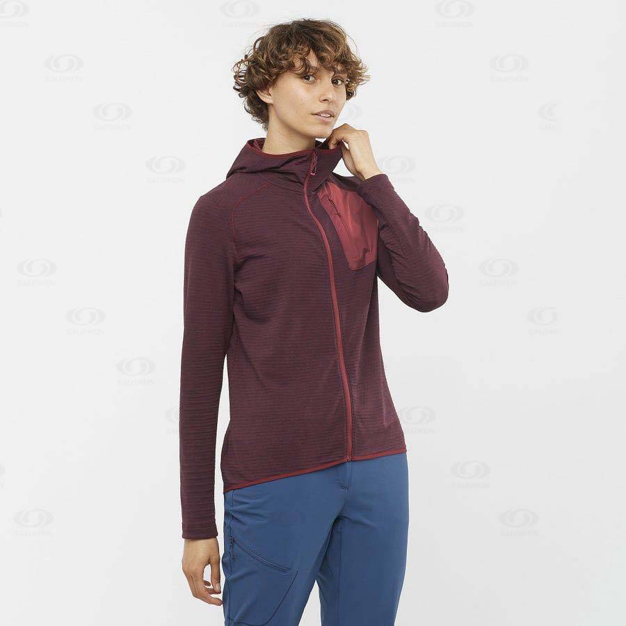 Red Salomon ESSENTIAL LIGHTWARM HOODED Women's Hoodie | US-O1264