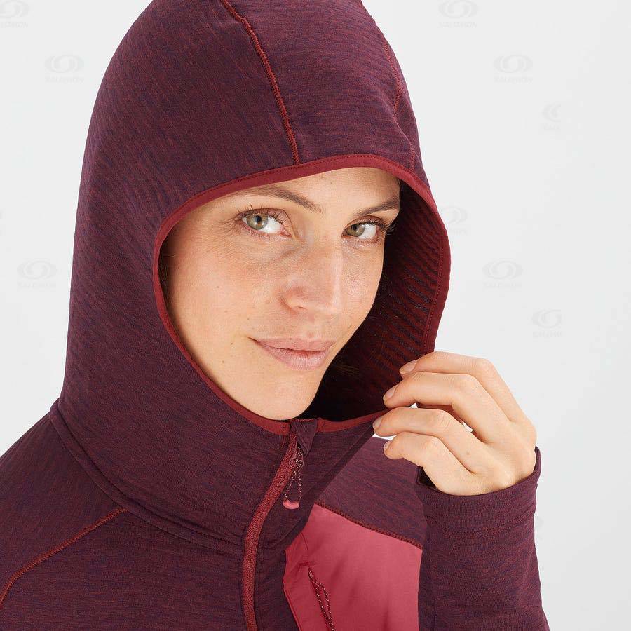 Red Salomon ESSENTIAL LIGHTWARM HOODED Women's Hoodie | US-O1264