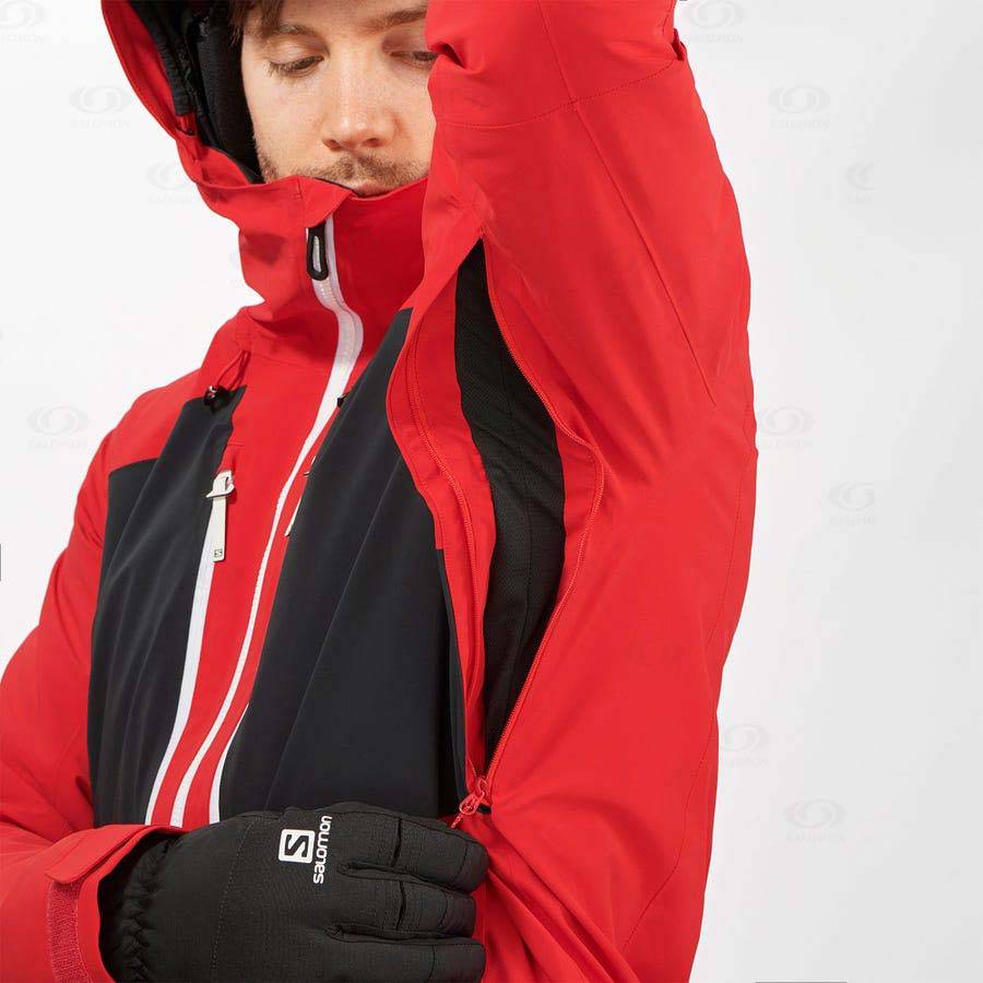 Red Salomon HIGHLAND Men's Ski Jackets | US-S1639