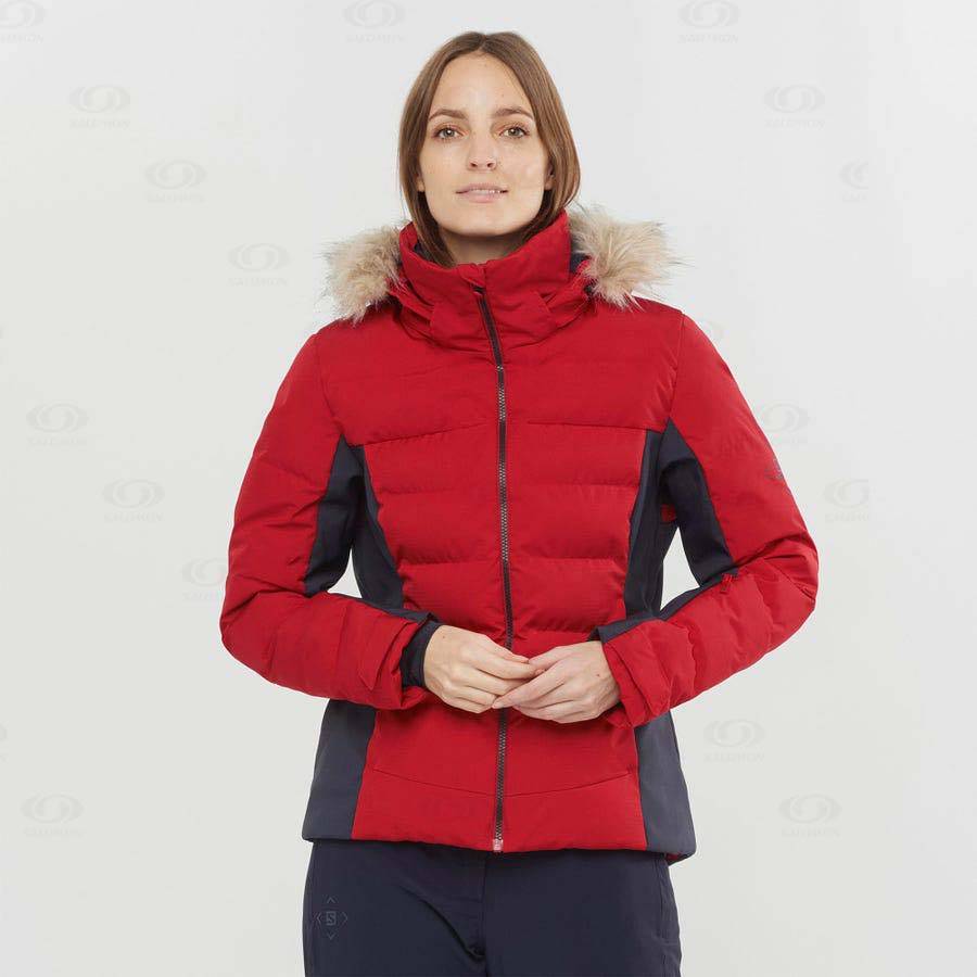 Red Salomon STORMCOZY Women's Ski Jackets | US-N1841