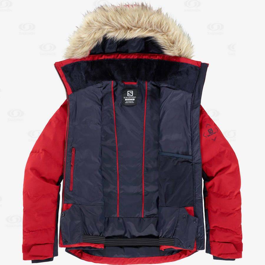 Red Salomon STORMCOZY Women's Ski Jackets | US-N1841