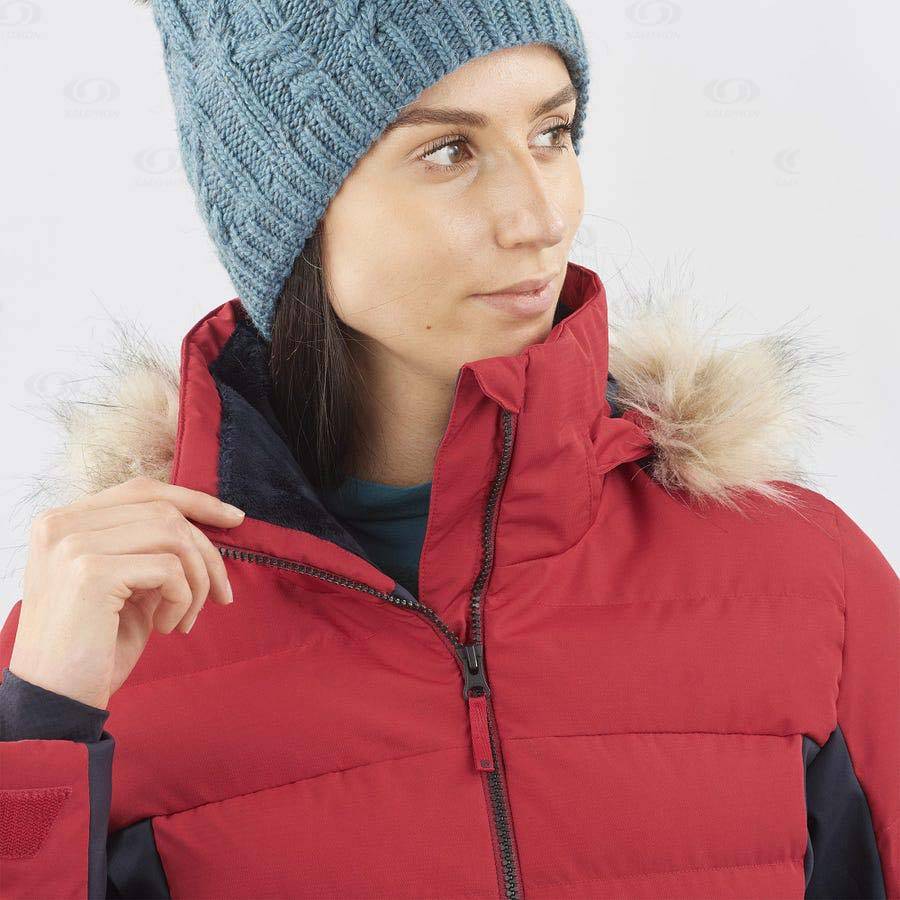 Red Salomon STORMCOZY Women's Ski Jackets | US-N1841