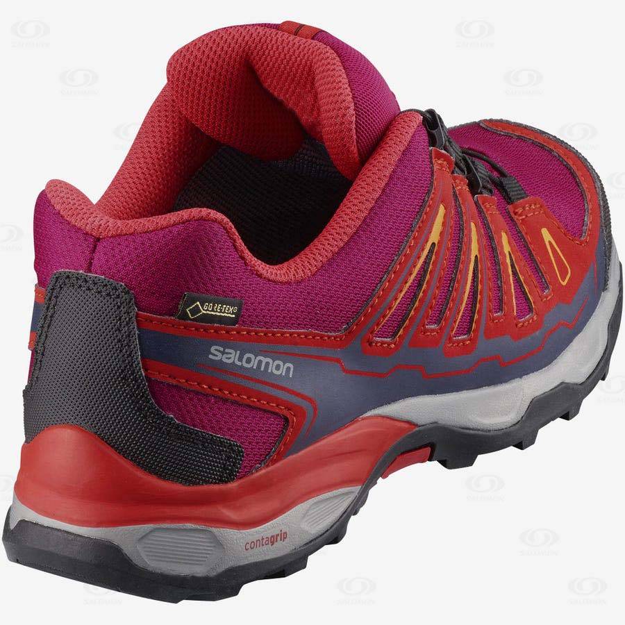 Red Salomon X-ULTRA MID GORE-TEX kids Hiking Shoes | US-L2103