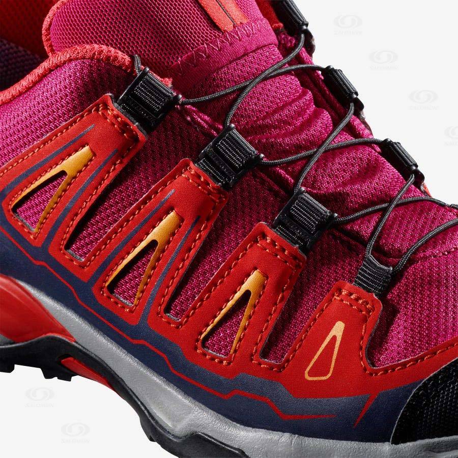 Red Salomon X-ULTRA MID GORE-TEX kids Hiking Shoes | US-L2103