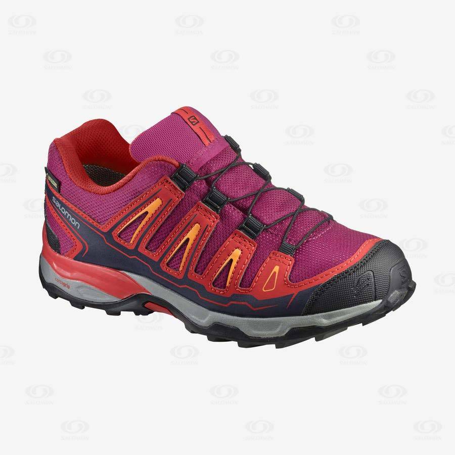 Red Salomon X-ULTRA MID GORE-TEX kids Hiking Shoes | US-L2103