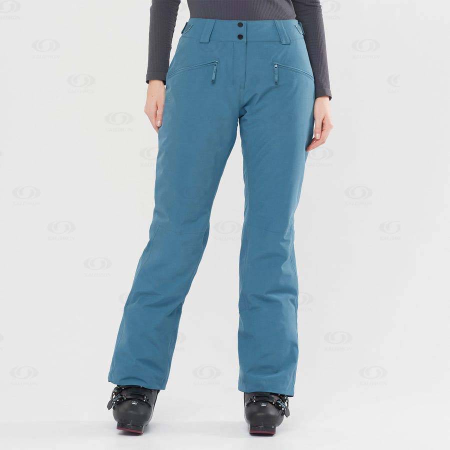 Turquoise Salomon EDGE Women's Ski Pants | US-L2082