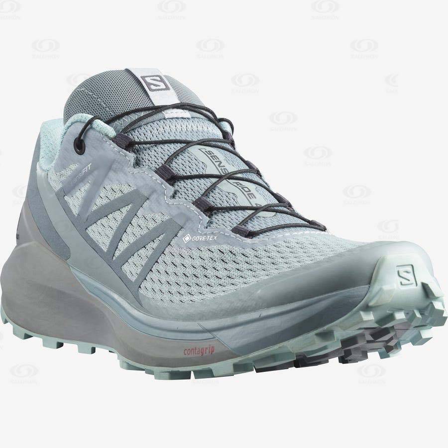 Turquoise Salomon SENSE RIDE 4 GORE-TEX INVISIBLE FIT Women's Trail Running Shoes | US-A1752