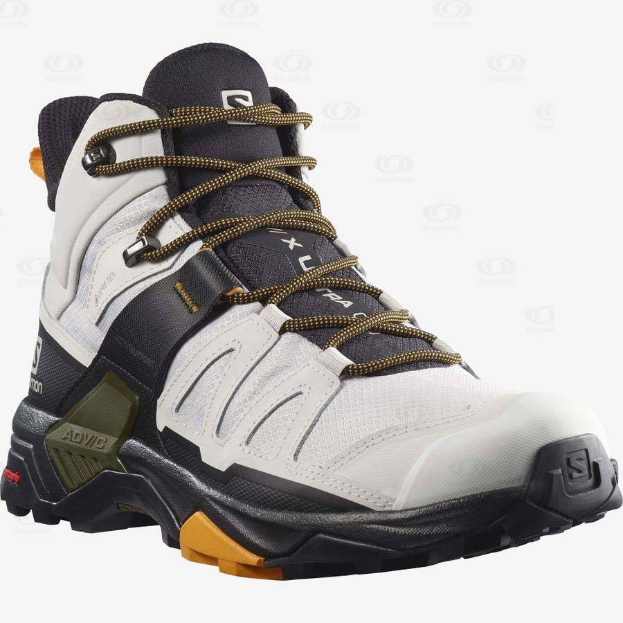 White / Black Salomon X ULTRA 4 MID GORE-TEX Men's Hiking Shoes | US-L1501