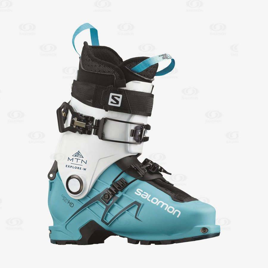 White / Blue Salomon MTN EXPLORE Women\'s Ski Boots | US-O1306