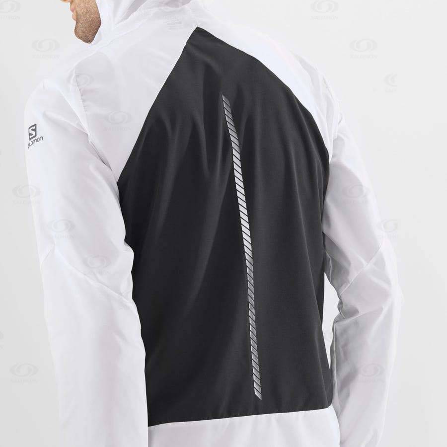 White Salomon BONATTI CROSS WIND Men's Windbreakers Jacket | US-N2604