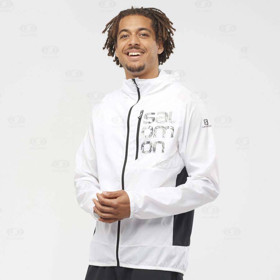 White Salomon BONATTI CROSS WIND Men's Windbreakers Jacket | US-N2604