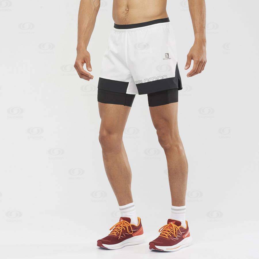 White Salomon CROSS 2IN1 Men's Shorts | US-L1963