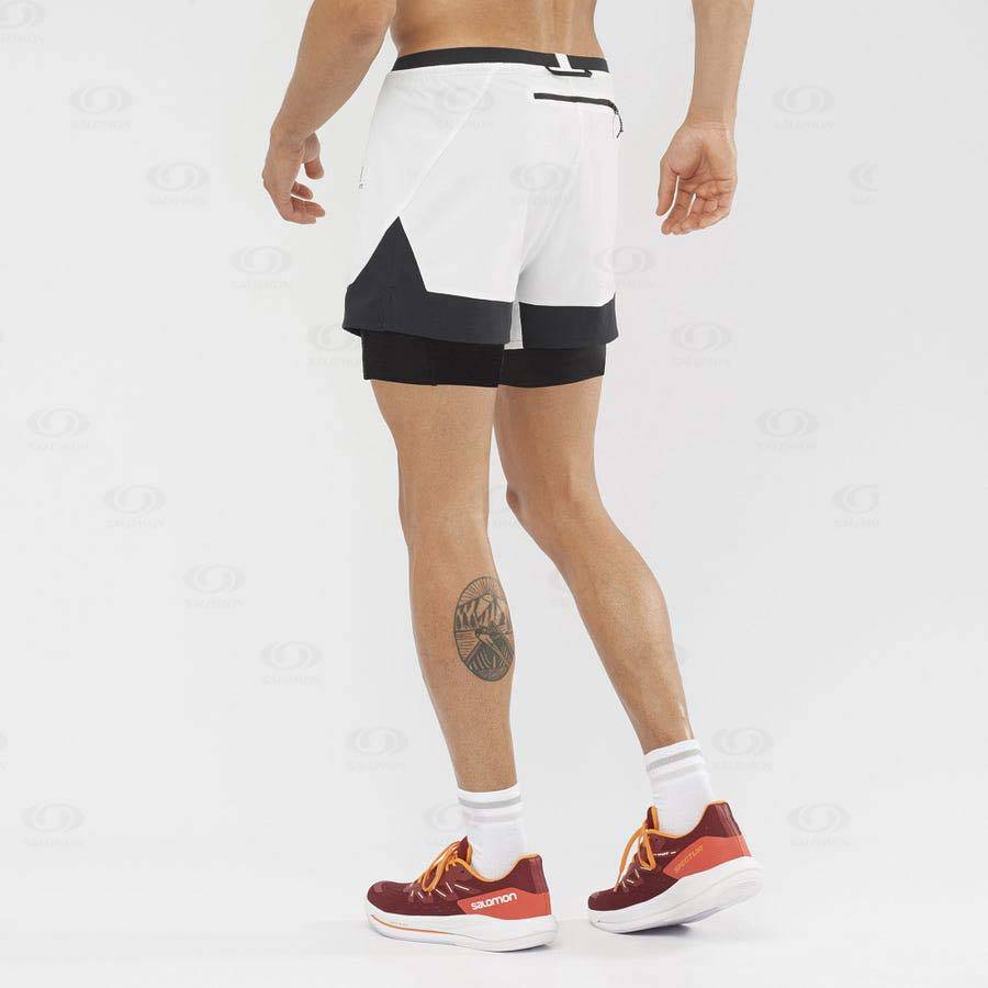 White Salomon CROSS 2IN1 Men's Shorts | US-L1963