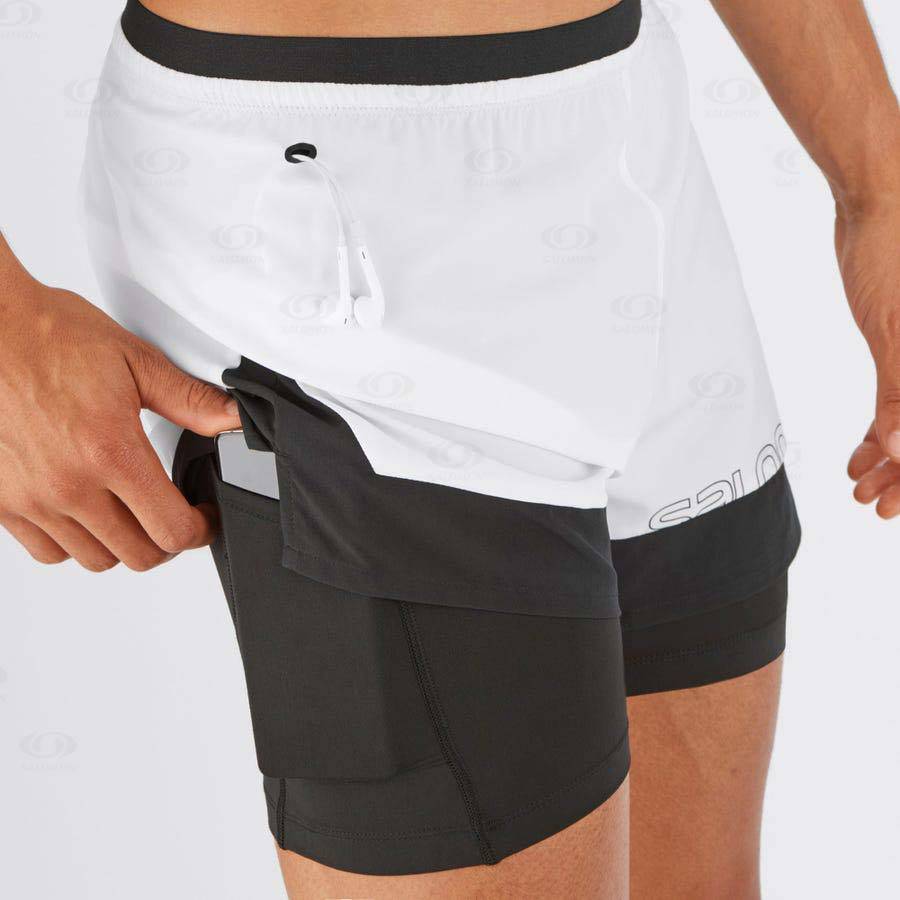 White Salomon CROSS 2IN1 Men's Shorts | US-L1963