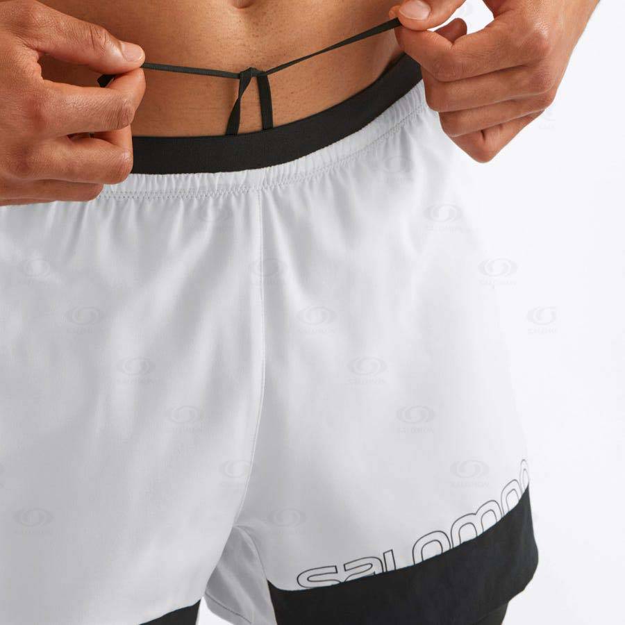 White Salomon CROSS 2IN1 Men's Shorts | US-L1963