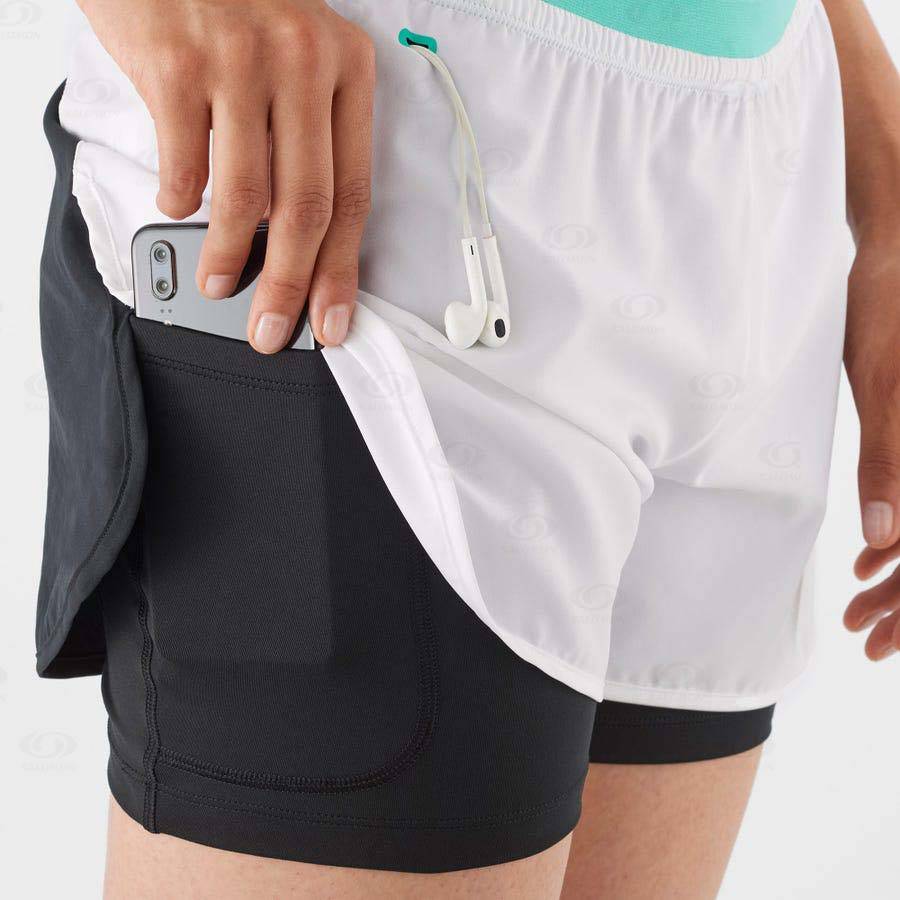 White Salomon CROSS 2IN1 Women's Shorts | US-L2152