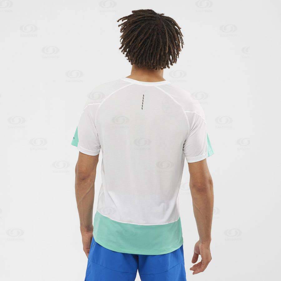 White Salomon CROSS RUN GRAPHIC Men's T Shirts | US-O1327