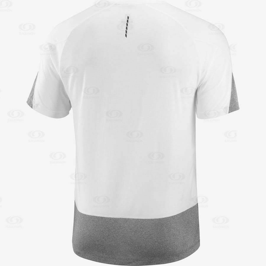 White Salomon CROSS RUN Men's T Shirts | US-A1689