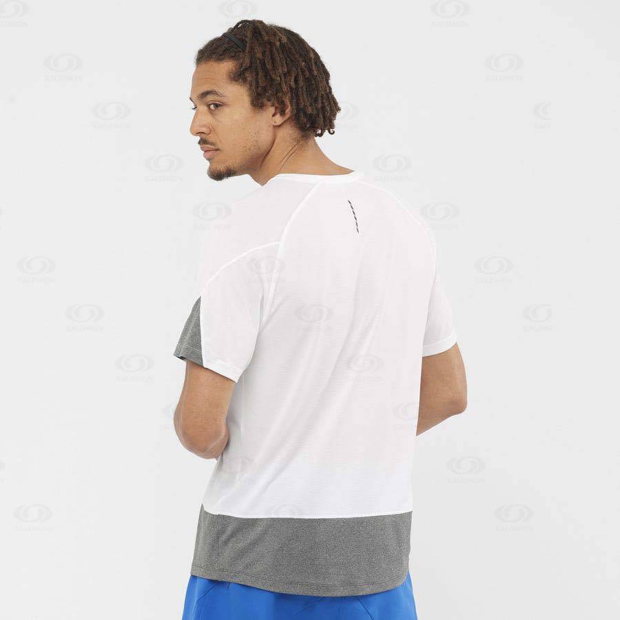 White Salomon CROSS RUN Men's T Shirts | US-A1689