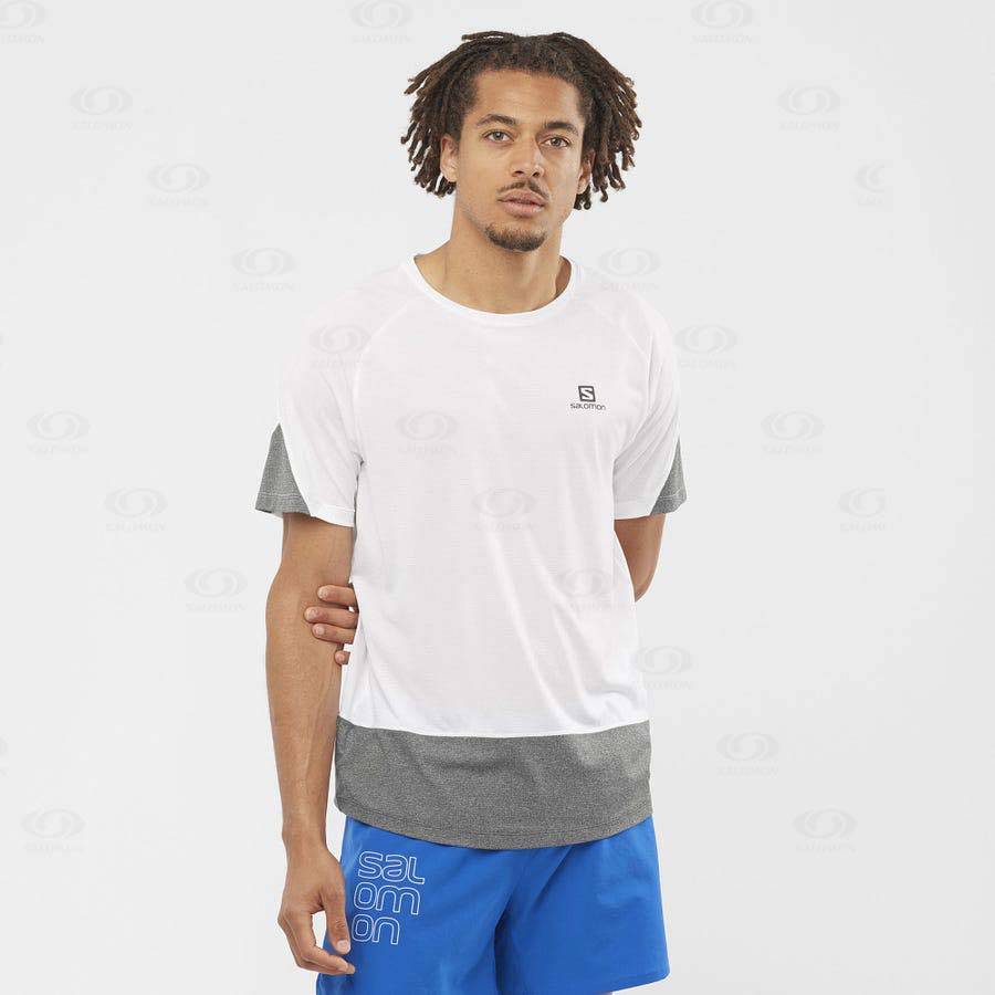 White Salomon CROSS RUN Men's T Shirts | US-A1689